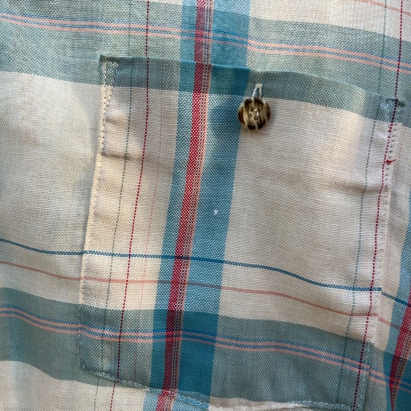 Par Four Sportswear, short sleeve plaid button up thin summery, vintage shirt. - Picture 2 of 5